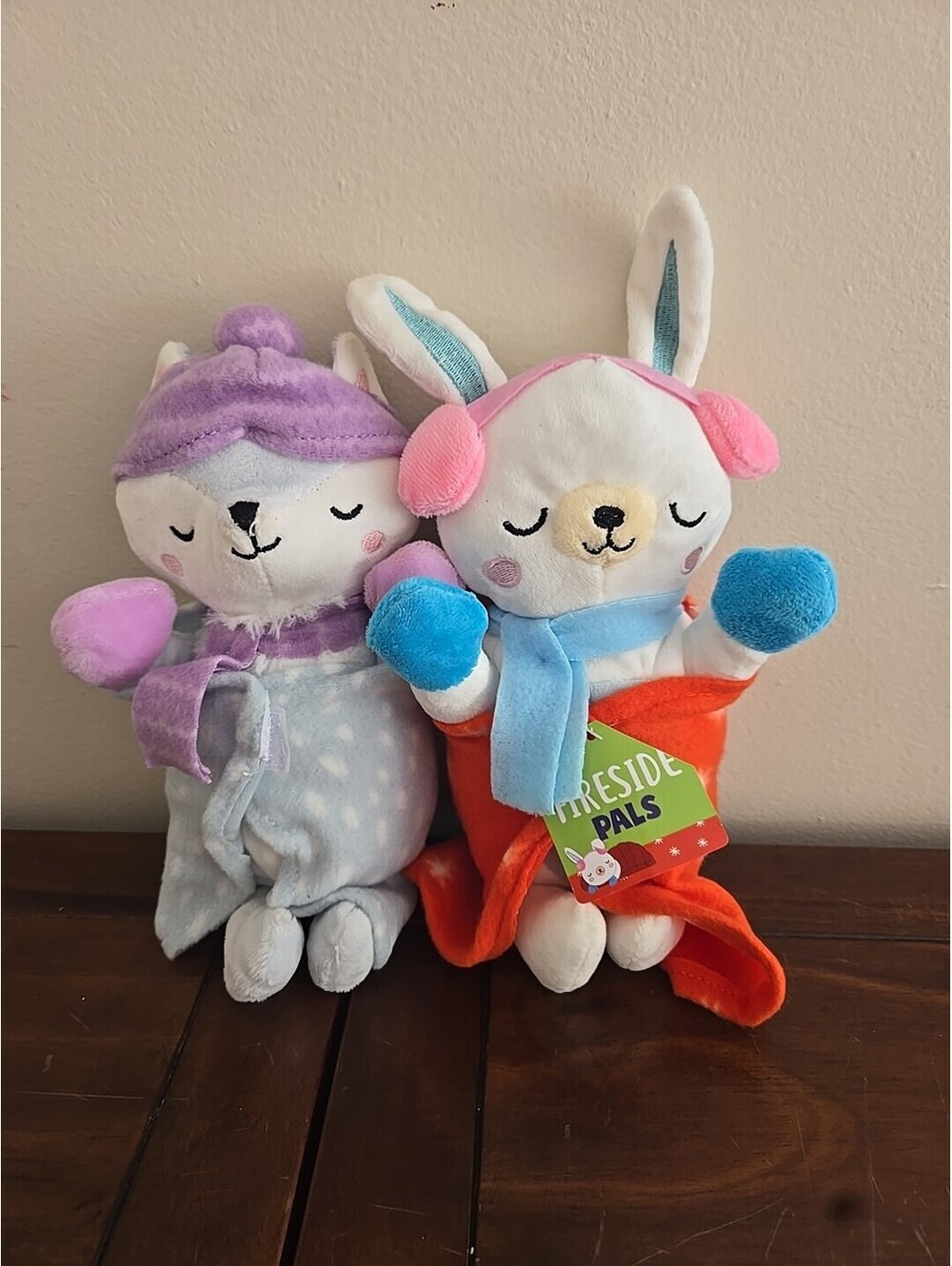 (2) Target Fireside Pals Plush Rabbit, & Fox All With Blanket Swaddle 10”
